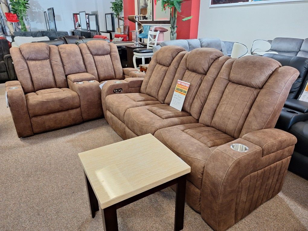 60703.... Sofa And Love Seat Power Recliner