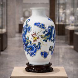 9x6” Beautiful Chinese Dragon Vase Antique Vintage Collectible Home Decor