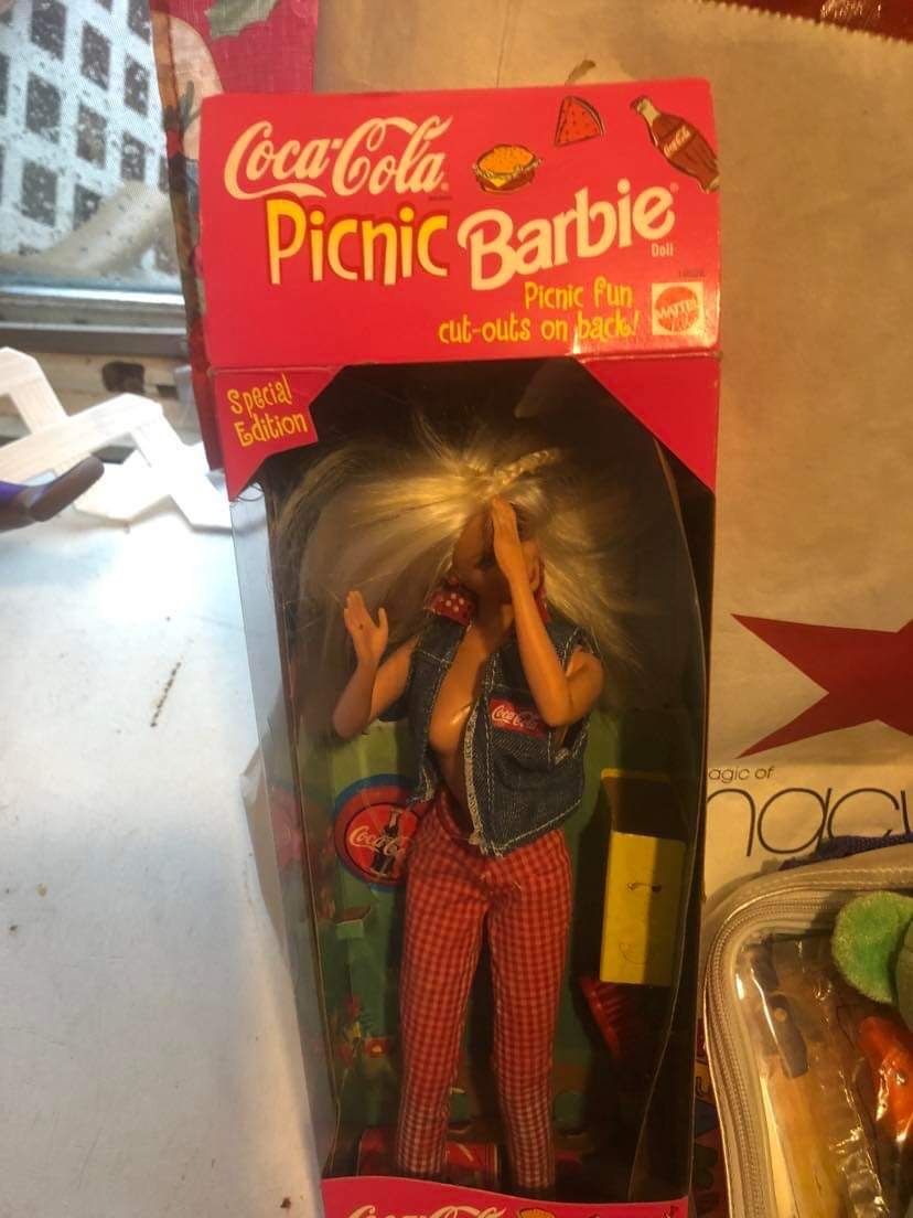 Rear Vintage Coke A Cola Barbie In Box