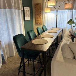 2 Green Velvet Stools 