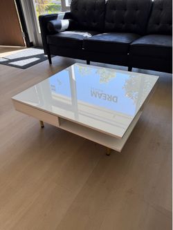 Modern White Gloss Coffee Table with Gold Legs