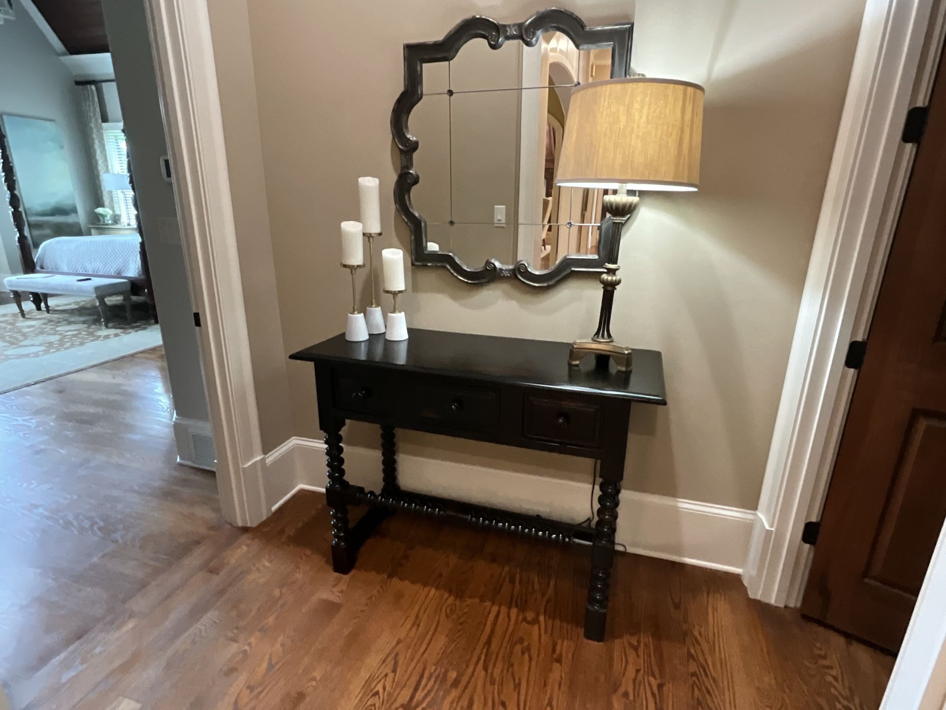 Antique Distressed Three Drawer Console Table