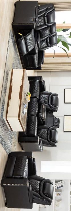 Daffodil Black 3-Piece Power Reclining Living Room Set -Sofa /Loveseat