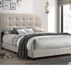 Brand New Full Size Beige Tuffed Bed Frame With New Mattress/Fast Delivery