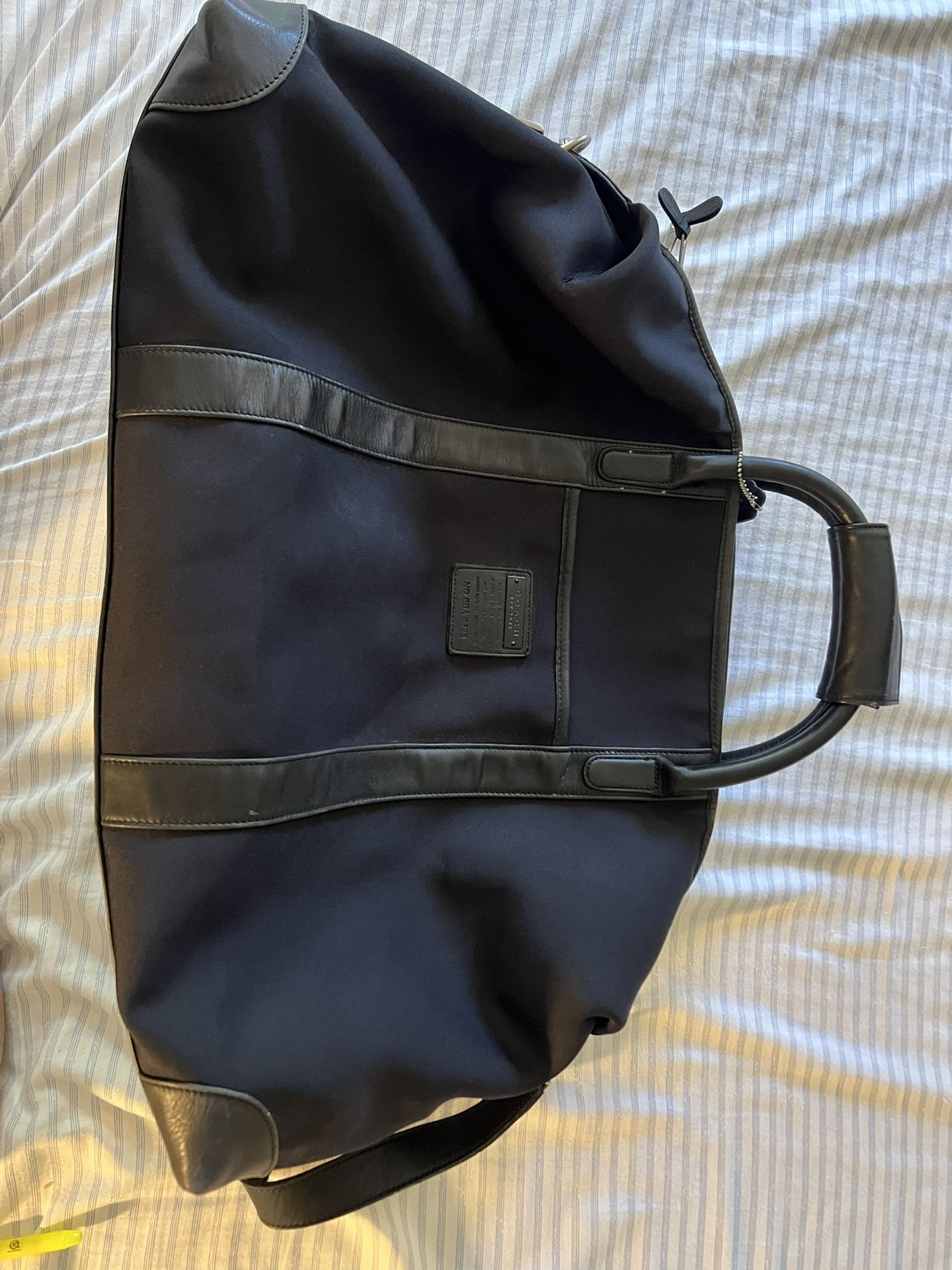 COACH BOSTON Black Nylon & Leather Trimmed Carry On Duffel Bag No EBA-6398