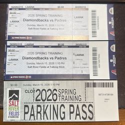 Spring Training Tickets + Parking - Diamondbacks vs. Padres March 15, 2026, Salt River Fields