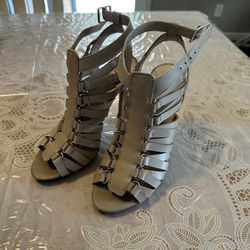 Guess Strappy Nude Heels Size 6M Light Natural Leather