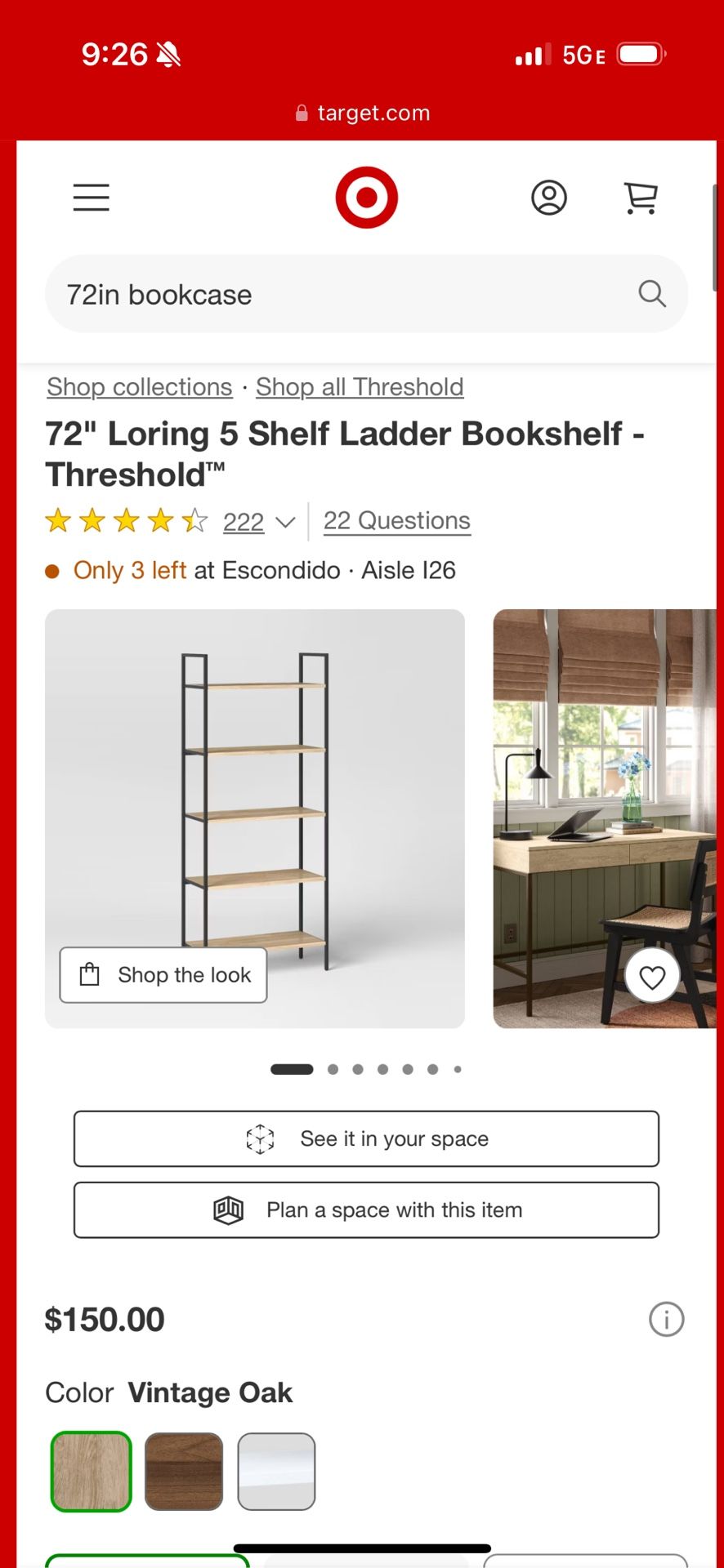 (2)72 “ 5 Shelf Ladder Bookshelf 