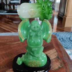 Unique Laughing Buddha Holding Bok Choy Statue