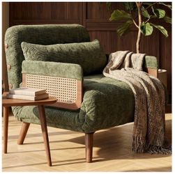 Olive green chaise convertible to chair or bed