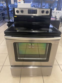 WHIRLPOOL GLASS TOP STOVE STAINLESS STEEL 