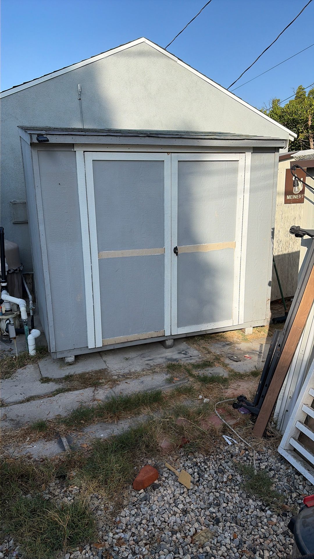 Wood Tool Laundry Storage Shed Grey