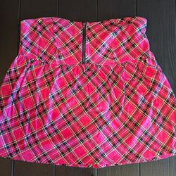 TORRID - Pink Black Plaid Strapless top (size 0 /12) $5

