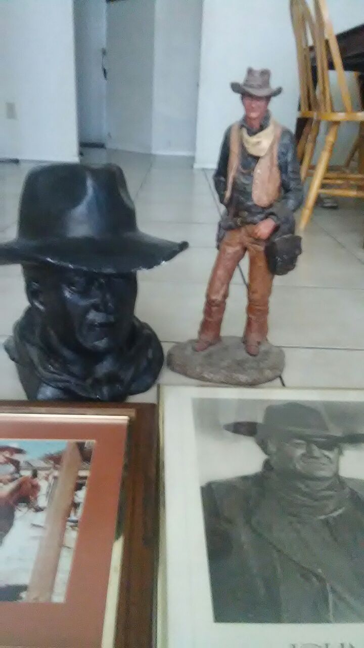 John Wayne pics and Only the black statue
