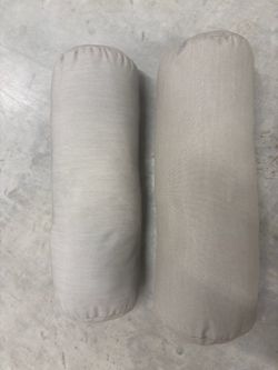 Set of 2 Outdoor Bolster Pillows Neutral Beige