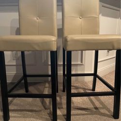 Bar stools (2) Cream Faux Leather