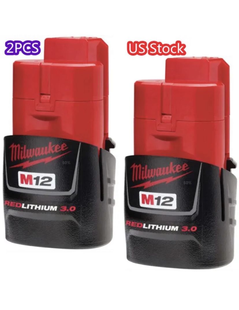2Pack Milwaukee 48-11-2430 M12 REDLITHIUM CP 3.0Ah Compact Battery Free shipping