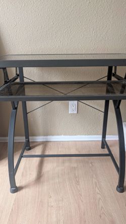 Glass Top Metal Frame Computer Desk