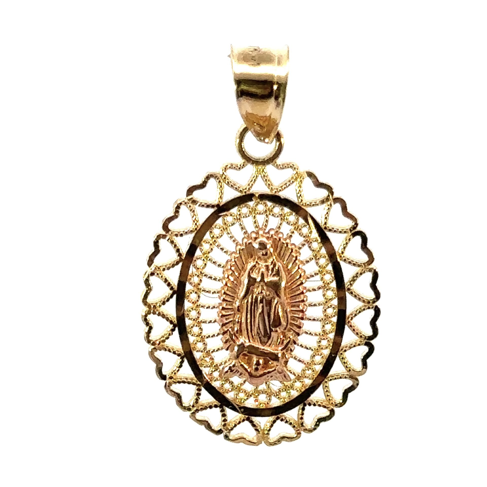 Woman’s Ladies 14k Two Toned Rose Yellow Gold Virgin Mary Charm Pendant For Necklace GP3118796