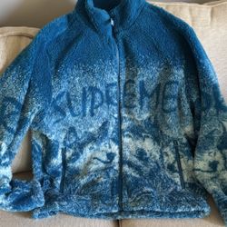 Supreme Wolf Fleece Jacket - Blue Totem Pole - Large