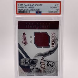 LeBron James 2016 Panini Absolute Heroes Materials Game-Worn Jersey PSA 10 GEM MINT #111/149