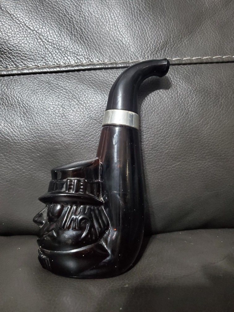 Vintage 1960’s Avon Leather After Shave Lotion Leprechaun Pipe Shaped Bottle