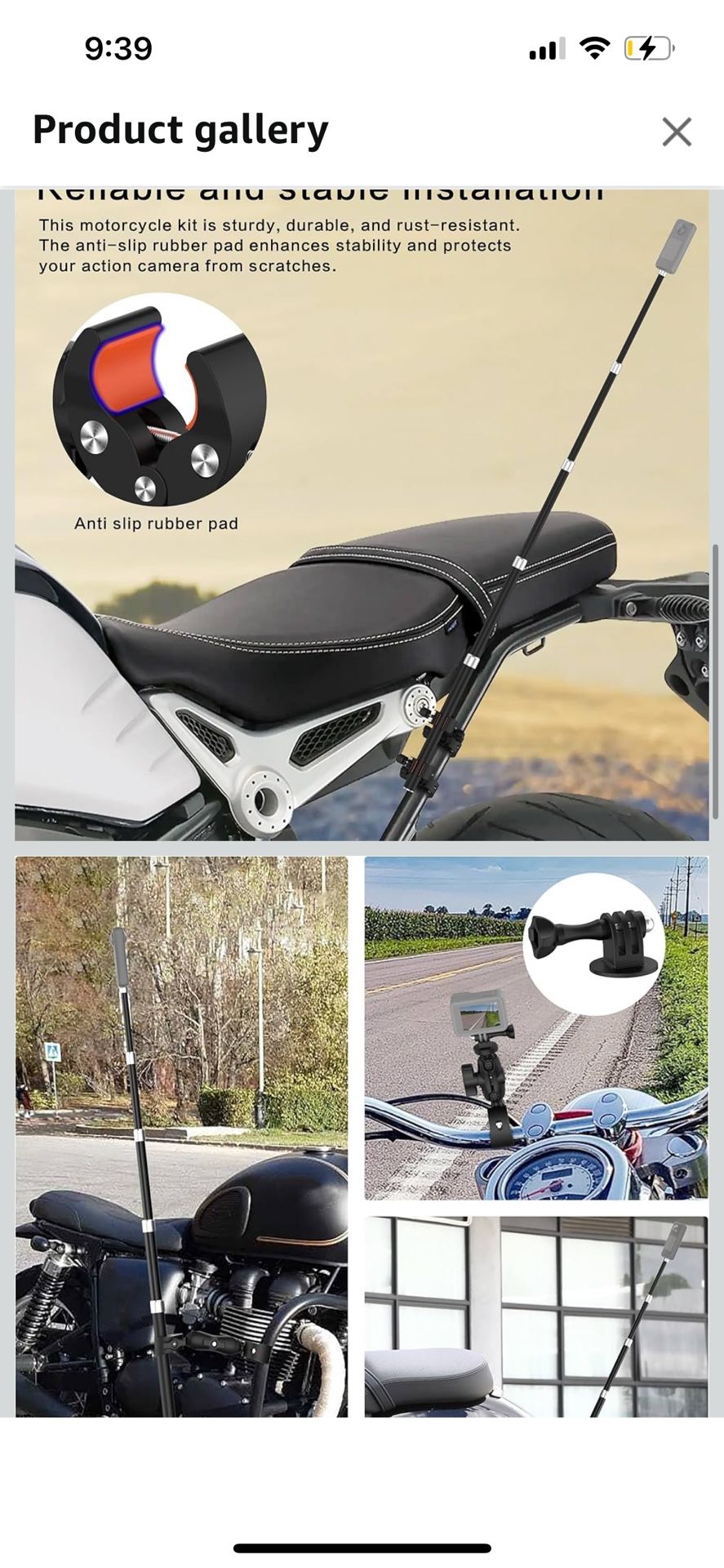 Aluminum Bike Handlebar Motorcycle for Insta360 X5, Double Clamp Mount with 59" Invisible Selfie Stick for Insta360 X5 X4, DJI 360 Camera, GoPro 13 12
