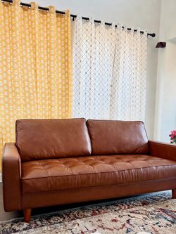 Holloway Mid-Century Leather Sofa