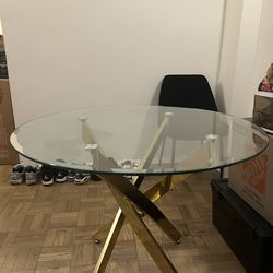 Glass Dining Table Gold Legs