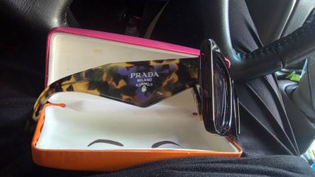 Prada SPR 15Y‑F Tortoise Blue Lens Sunglasses 52mm 2AU‑05Q Italy