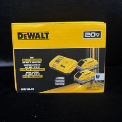 Dewalt 20- Volt 2 Pack Lithium-ion- 8 Ah Batteries and Charger
