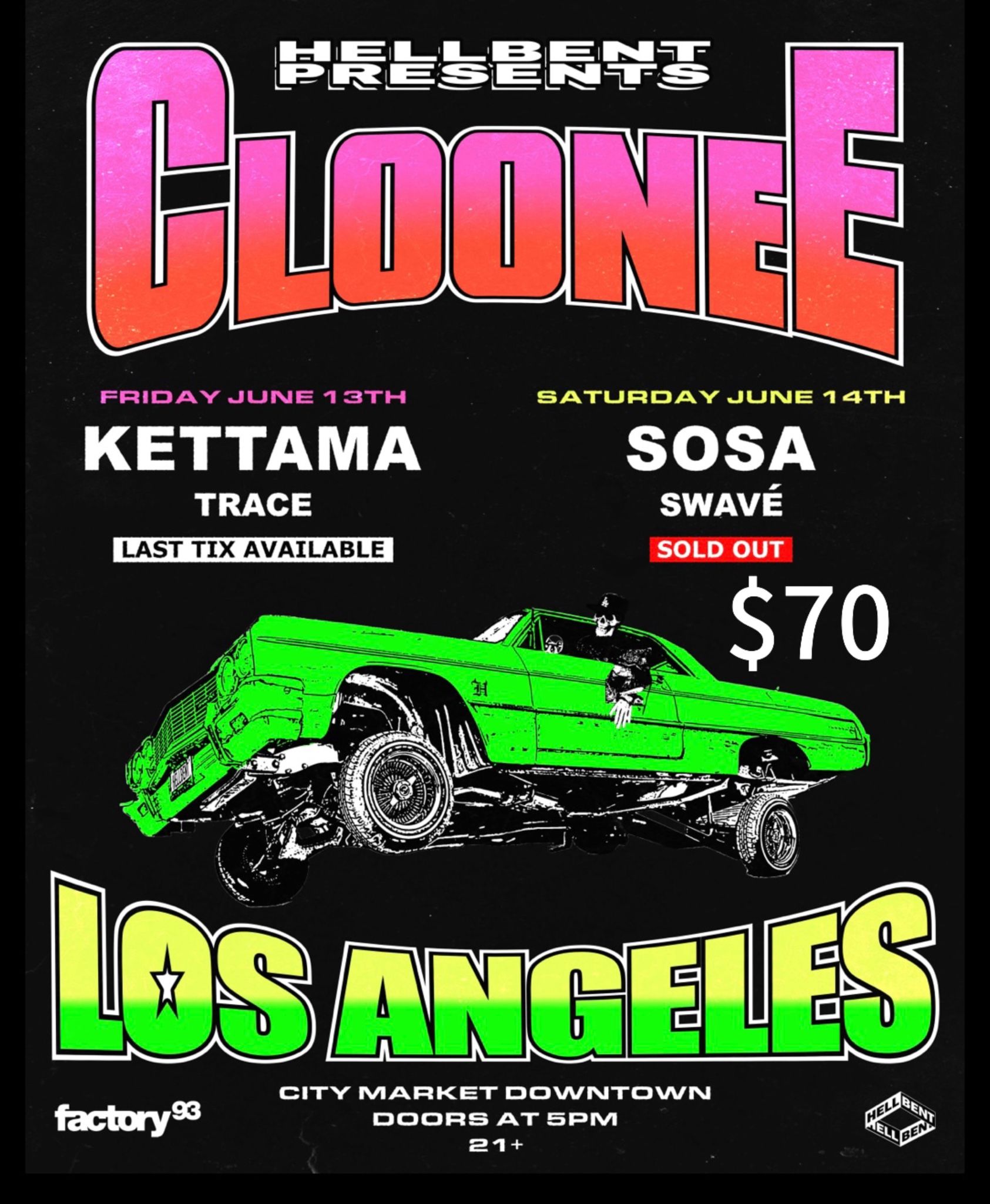 CLOONEE TICKET FOR FRIDAY