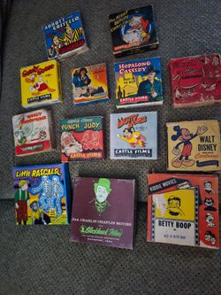 13 vintage 8mm and 16mm  film boxes