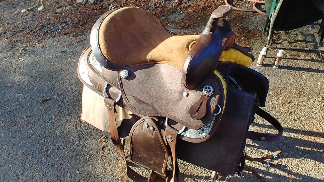 16"Saddle, New With Head Stall, Split Reins, Breast Collar, 