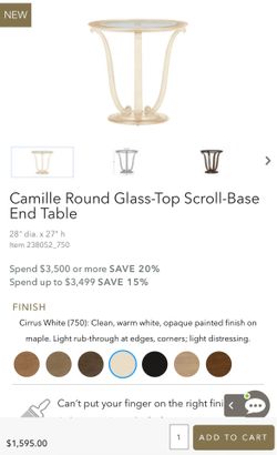 Camille round glass top end table
