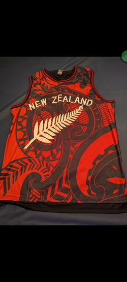 Soccer Jersey: Red Black and White New Zealand Maori Tribal print Size 3XL