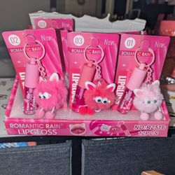 Cute Fuzzy Lipgloss With Keychain