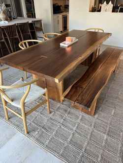 90 inch Live Edge Wood Dining Table + bench
