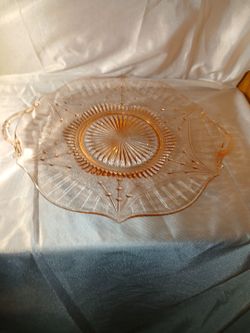 Pink depression  glass plate