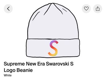 Supreme New Era Swarovski S Logo Beanie White