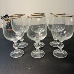 Saxony Vienna Poland 1980s 6 Fine Crystal Goblets, 6.5”, 340 ml, NIB, READ DESCRIPTION 