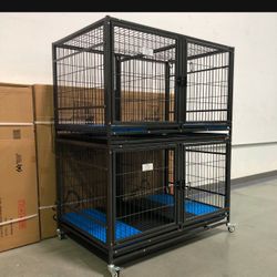 Double Stabled Dog Pet Cage Kennel Size 43 With Divider Feeding Bowls Trays And Plastic Grid New In Box 📦 