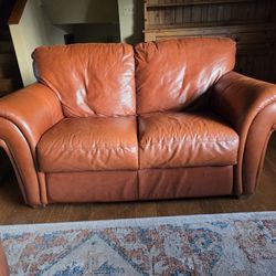 Leather Couch, Love Seat, Chair And Ottoman.