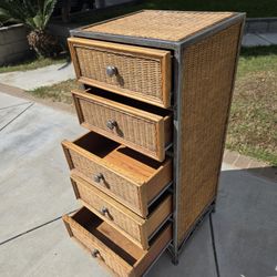 Bamboo 5 Drawer Dresser Metal Frame

47" H  x  19" L  x  21" W