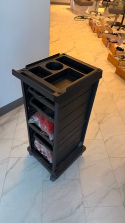 Trolley utility cart with lockable wheels for hairdressers