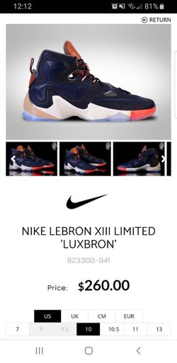 Nike LeBron 13 LMTD 'LuxBron' Mens Sneakers - Size 10.0