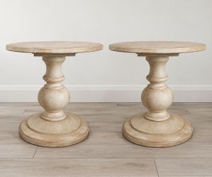 Pair of Round Pedestal Side Tables