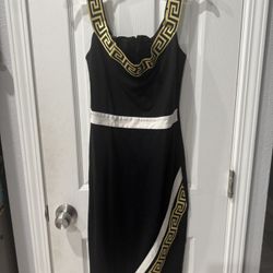 Black Dress With Gold Greek Trim 