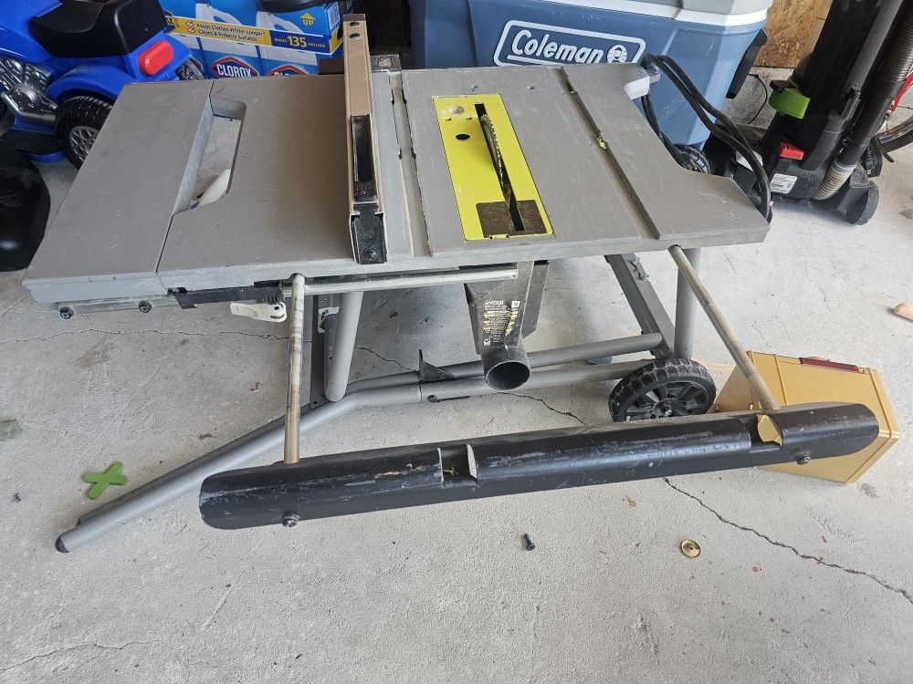 RYOBI Corded 15 Amp 10 in. Folding Table Saw Rolling Stand Expanded Capacity