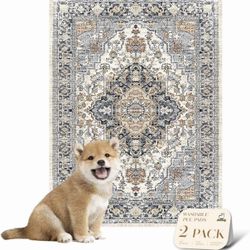 Reusable Potty Pads for Dogs for Crates and Floors. Washable Pee Pads for Dogs, Stylish, Non-Slip and Leak-Proof Pee Pads (Beige/Multi, 18" x